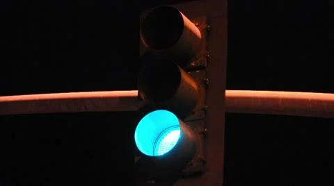 Traffic Light at Night Stock Footage