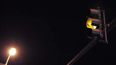 Traffic Light at Night Stock Footage 49797022