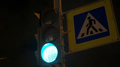 Traffic light night Stock Footage 119676798