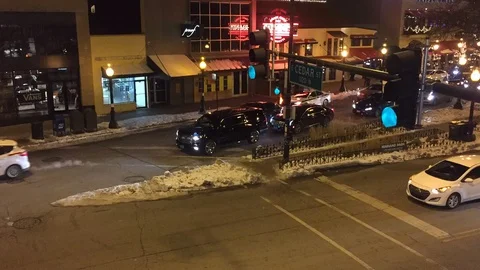 Traffic Light - Night Timelapse Stock Footage 129054381