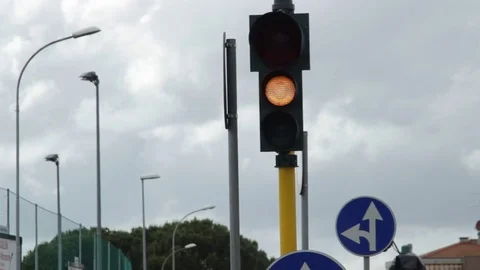 Traffic light orange to red light Stock Footage 75313116