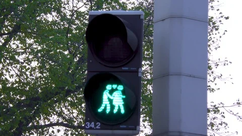 Traffic light pedestrian couple Vídeos de archivo 115547146