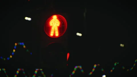 Traffic light at a pedestrian crossing at night. 動画素材 168071329