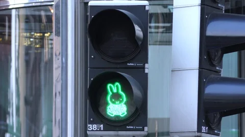 Traffic light pedestrian Miffy Vídeos de archivo 115547155