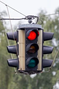 Traffic light with red light Stock Photos
