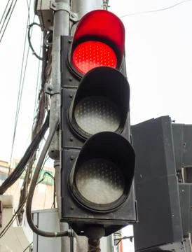 Traffic light with red light Stock Photos