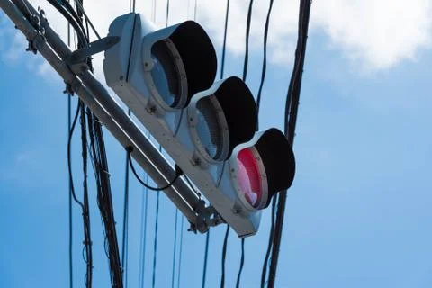 Traffic light on red or stop.  Stock Photos