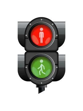 Traffic light with red, yellow and green color. Flat vector illustration Illustration