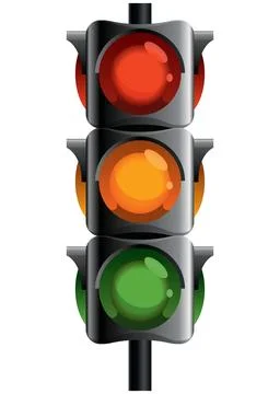 Traffic light with red, yellow and green color. Flat vector illustration Stock Illustration