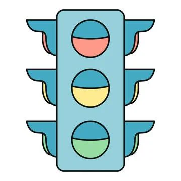 Traffic light with red yellow green signals illustrating road safety Stock Illustration