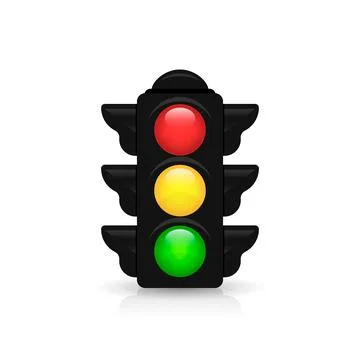 Traffic light with reflection and shadow on a white background Stock Illustration