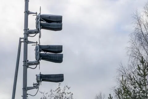Traffic light to regulate railway traffic. Stock Photos