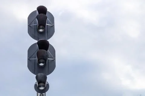 Traffic light to regulate railway traffic. Stock Photos