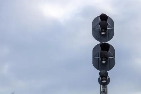 Traffic light to regulate railway traffic. Stock Photos