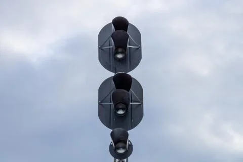 Traffic light to regulate railway traffic. Stock Photos