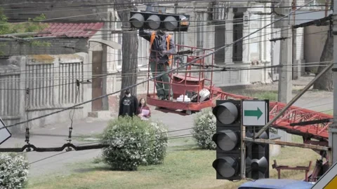 Traffic Light Repair Stock Footage 139615401