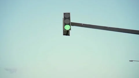 Traffic light on the road green light Stock Footage 135923293