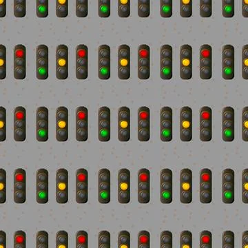 Traffic light seamless pattern. Electricity semaphore regulate transportation Stock Illustration