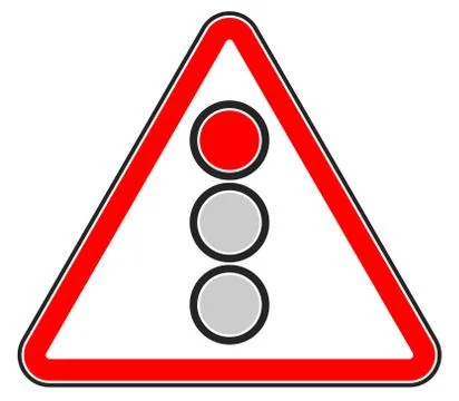 Traffic light, semaphore on triangle road sign. Illustration