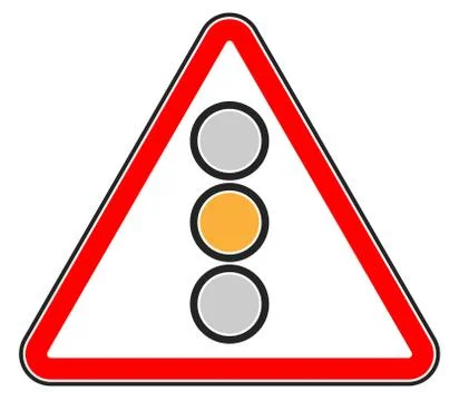 Traffic light, semaphore on triangle road sign. Illustration
