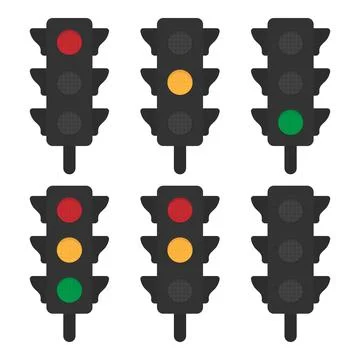 Traffic light sequence on transparent background Stock Illustration