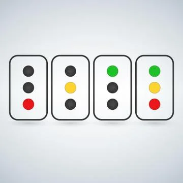 Traffic light set or light indicators. traffic lamps, semaphores, green, red, Illustrazione stock