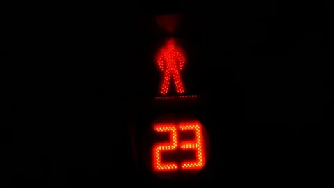Traffic light sign in night 스톡 동영상 74066895