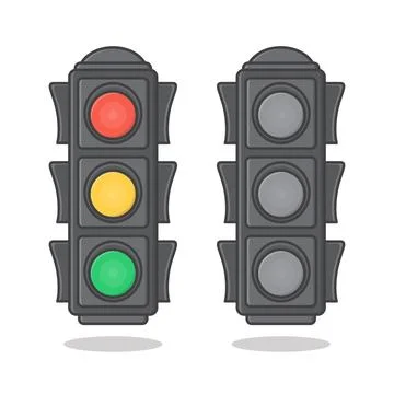 Traffic Light Sign Vector Icon Illustration. Set Of LED Traffic Lights Flat.. Stock Illustration