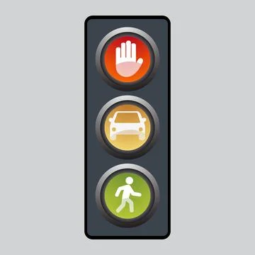 Traffic light with signs Stock Illustration