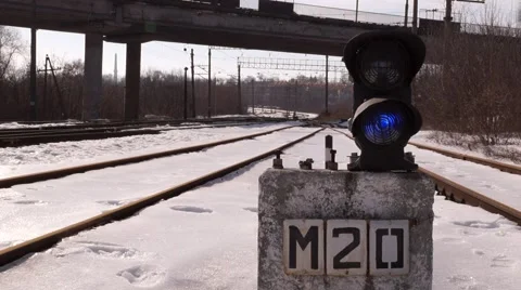 Traffic light snow Stock Footage 60957866