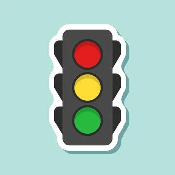 Traffic light sticker icon in flat style. Stoplight vector illustration on .. Stock Illustration