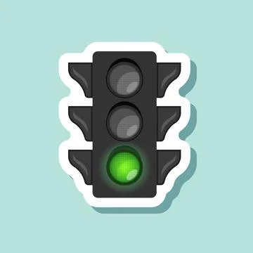 Traffic light sticker icon in flat style. Stoplight vector illustration on .. Stock Illustration