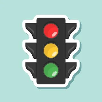 Traffic light sticker icon in flat style. Stoplight vector illustration on .. Stock Illustration