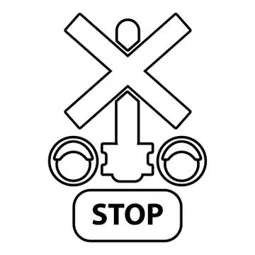 Traffic light stop railway icon , outline style イラスト素材