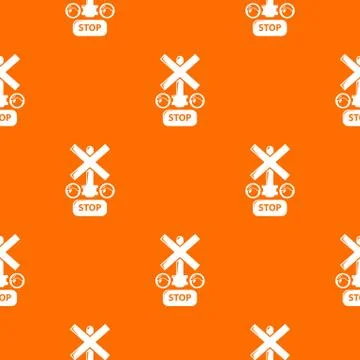 Traffic light stop railway pattern orange Stock Illustration