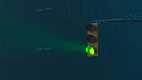 Traffic light switching colors in the dense fog. City life during night. Stock Footage 201184906