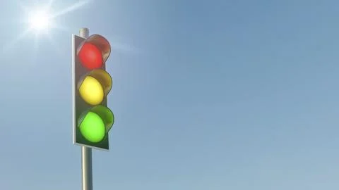 Traffic light symbol for German coalition of SPD, FDP and Greens. 3D Stock Illustration