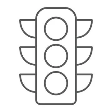 Traffic light thin line icon, regulation and traffic, stoplight sign, vector Stock Illustration