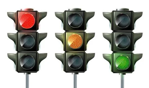 Traffic light the three colors light up red, yellow and green at the same time. Stock Illustration