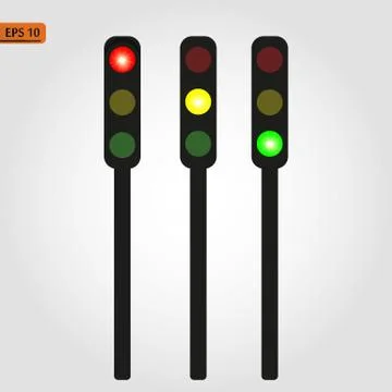 Traffic light, traffic light sequence vector. Red, yellow, green lights - Go, Stock Illustration