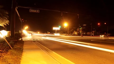 Traffic Light Trails Night Timelapse Stock-Footage 95906976