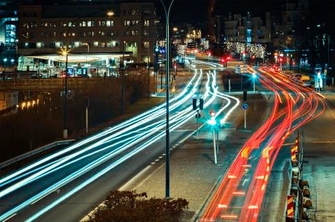 Traffic light trails 스톡 사진