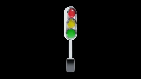 Traffic Light with Transparent Background in 3D Animation Stock Footage 309318444