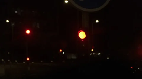 Traffic light turn red to green  View of a traffic light from a car in France Stock Footage 234027731
