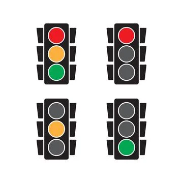 Traffic light vector icon set red, yellow and green color on a white backgrou Stock Illustration