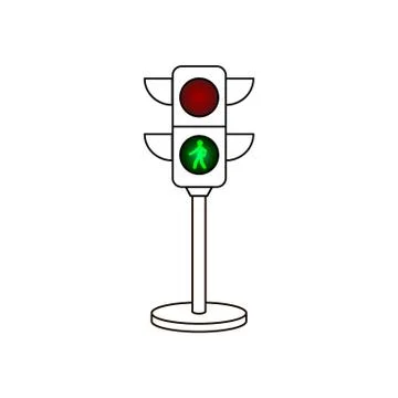 Traffic light vector icon with switched on green light. Stock Illustration