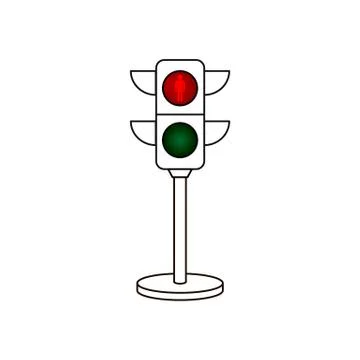 Traffic light vector icon with switched on red light. Stock Illustration