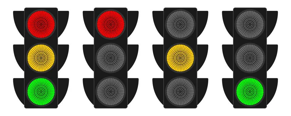 Traffic light vector set. Stock Illustration