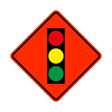 Traffic light warning road sign Stock Illustration
