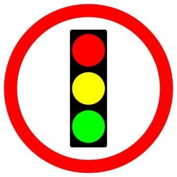 Traffic Light Warning Sign,Vector Illustration, Isolate On White Background,  Stock Illustration